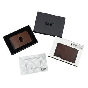 RIDGE Bifold Wallet Mens Whiskey Brown Full Grain Leather RFID Slim NEW